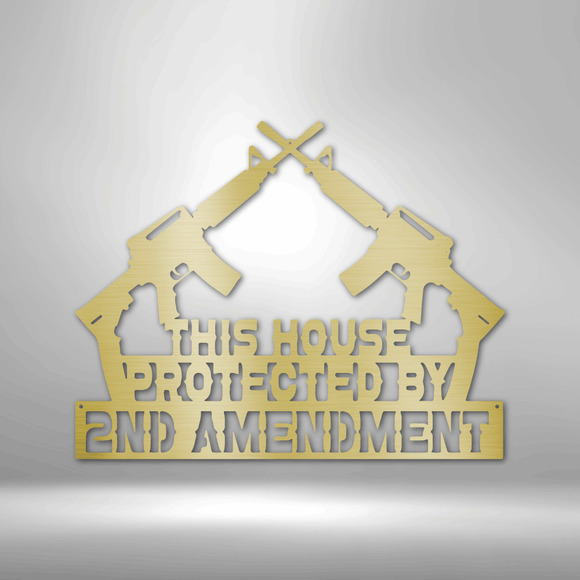 Protected by 2nd Amendment Steel Sign Laser Cut Powder Coated Home & Office Meta